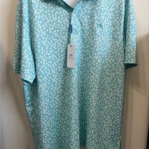 Men's Blue Floral Polo Shirt